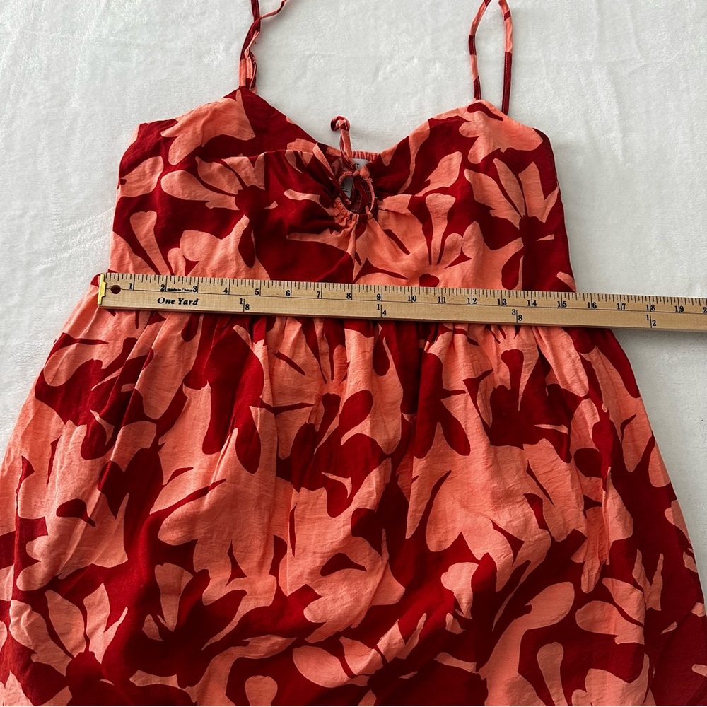 Nine West Floral Sundress Women’s Large Coral Red Keyhole Tie Front - Picture 4 of 5
